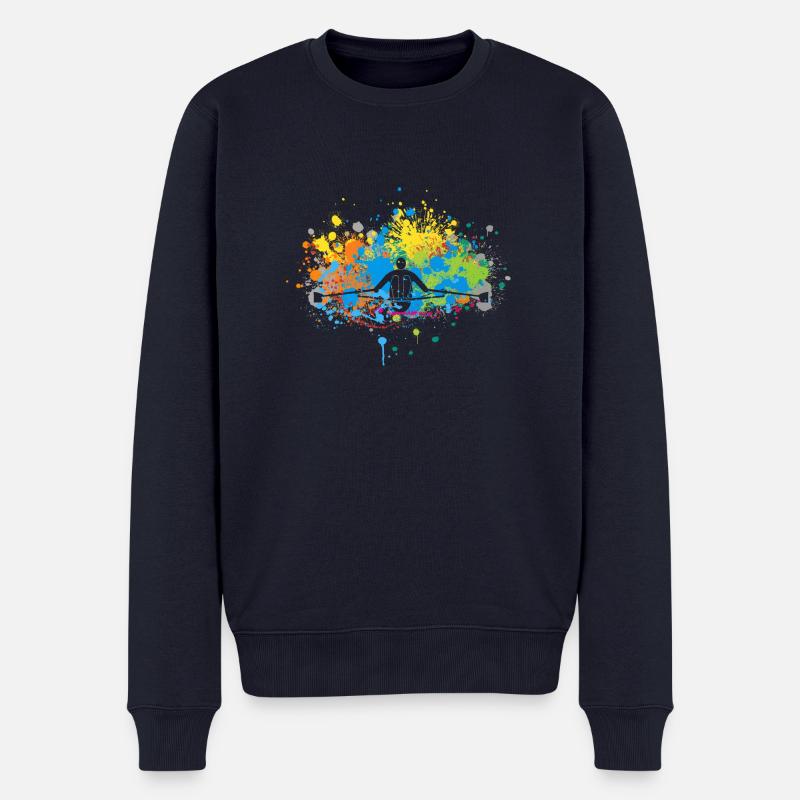 Farbkleckse Rudern - Männer Premium Bio Pullover - Navy