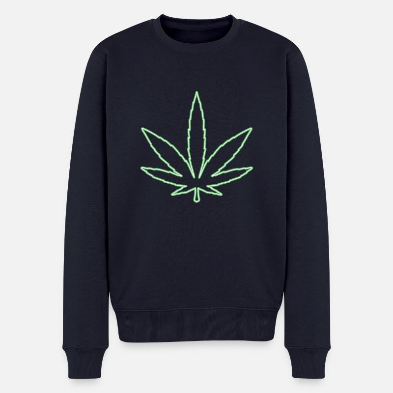 Cannabis neon - Männer Premium Bio Pullover - Navy