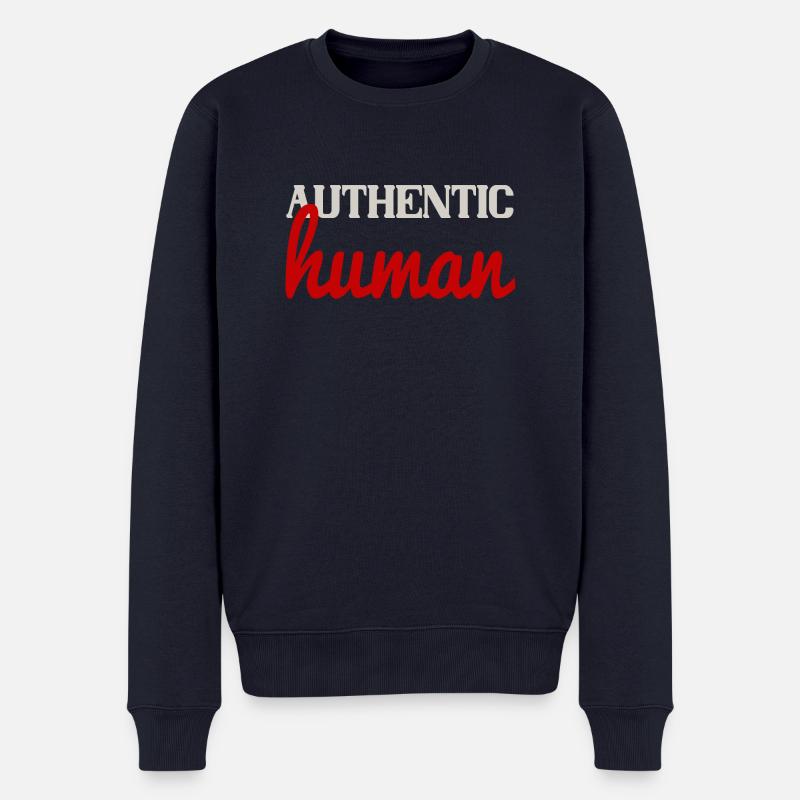 authentic human - Männer Premium Bio Pullover - Navy