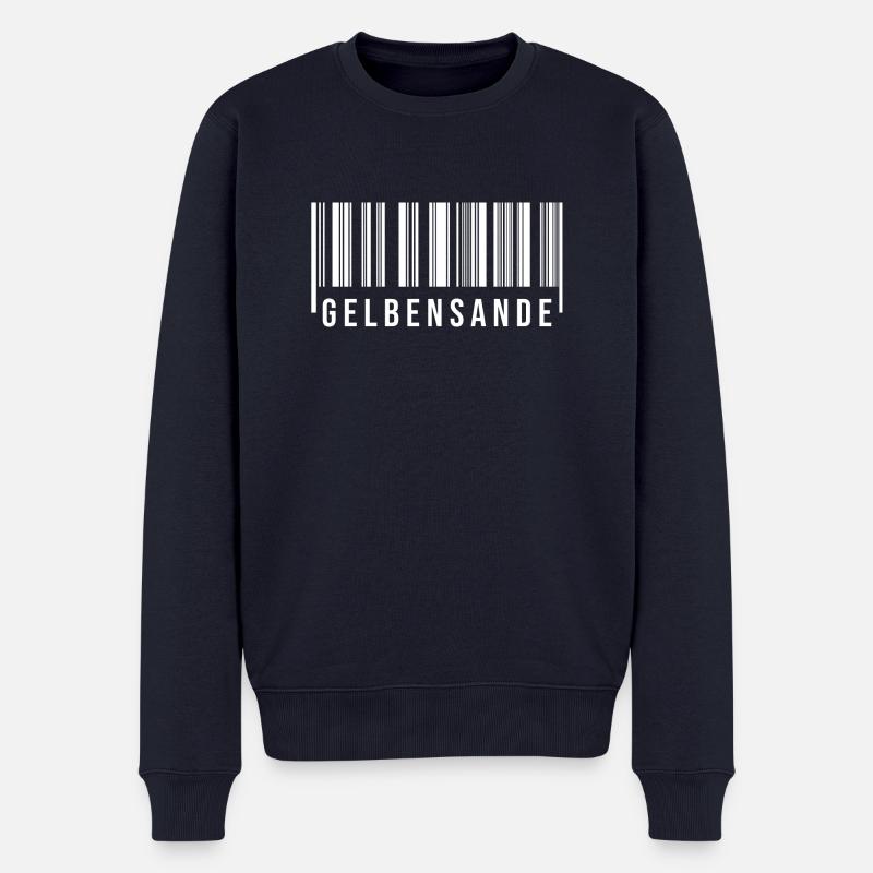 Gelbensande Strichcode - Männer Premium Bio Pullover - Navy