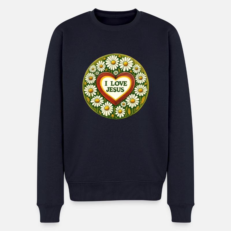 Ich liebe Jesus - Männer Premium Bio Pullover - Navy