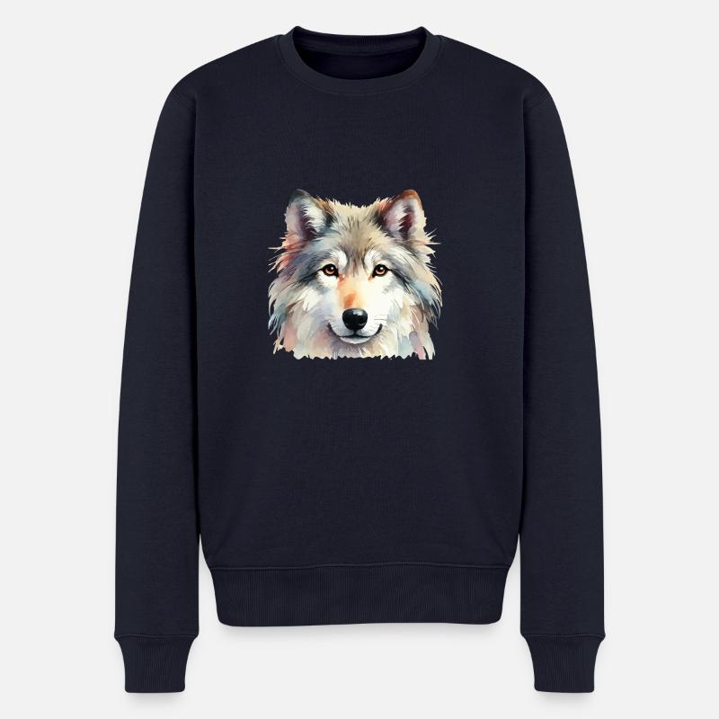 wolf - Männer Premium Bio Pullover - Navy