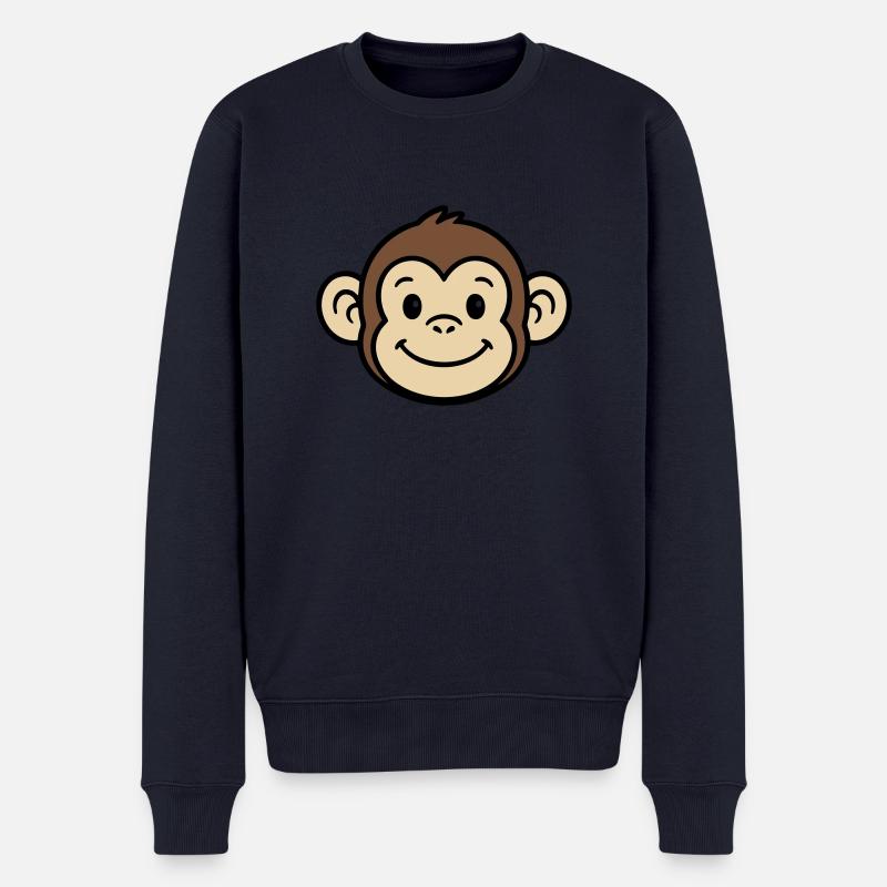 Affe Gesicht - Männer Premium Bio Pullover - Navy