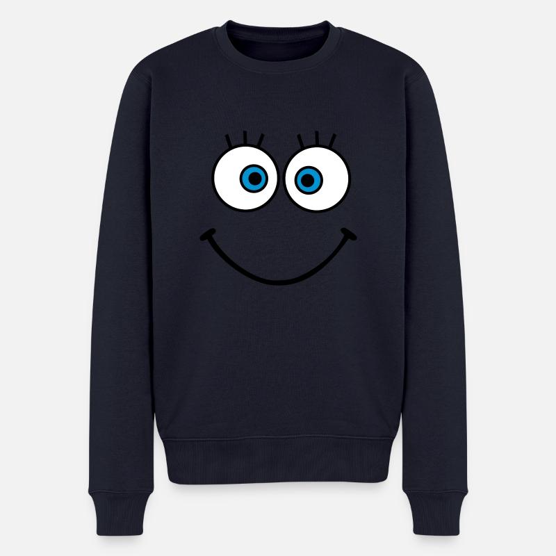 gesicht - Männer Premium Bio Pullover - Navy