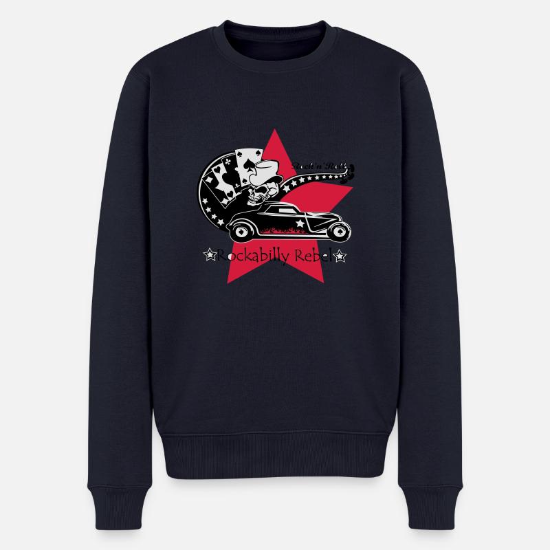 Rockabilly Rebel - Männer Premium Bio Pullover - Navy