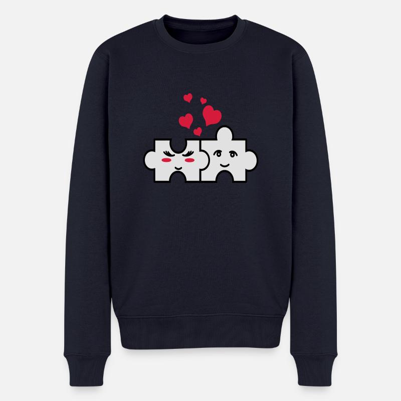 Puzzle-Paar - Männer Premium Bio Pullover - Navy