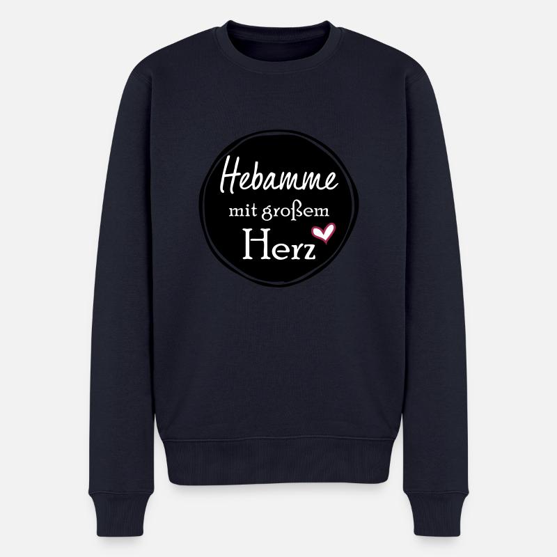 Hebamme mit großem Herz - Männer Premium Bio Pullover - Navy