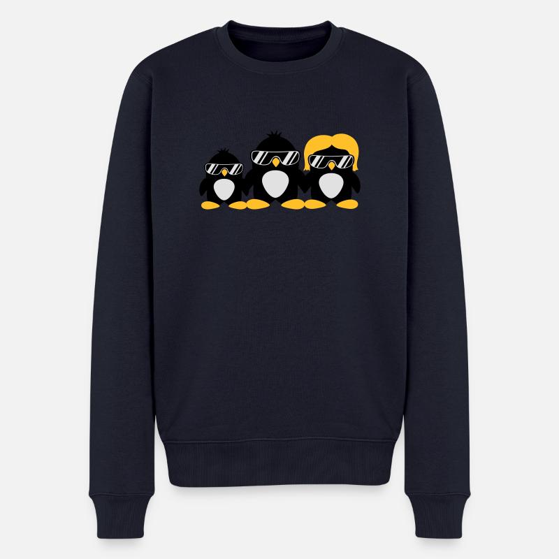 Cool Penguin Family - Männer Premium Bio Pullover - Navy