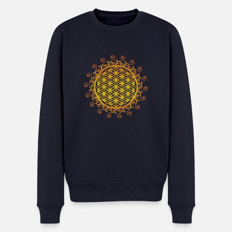 Blume des Lebens, Spirtuelles Symbol, Feng Shui - Männer Premium Bio Pullover - Navy