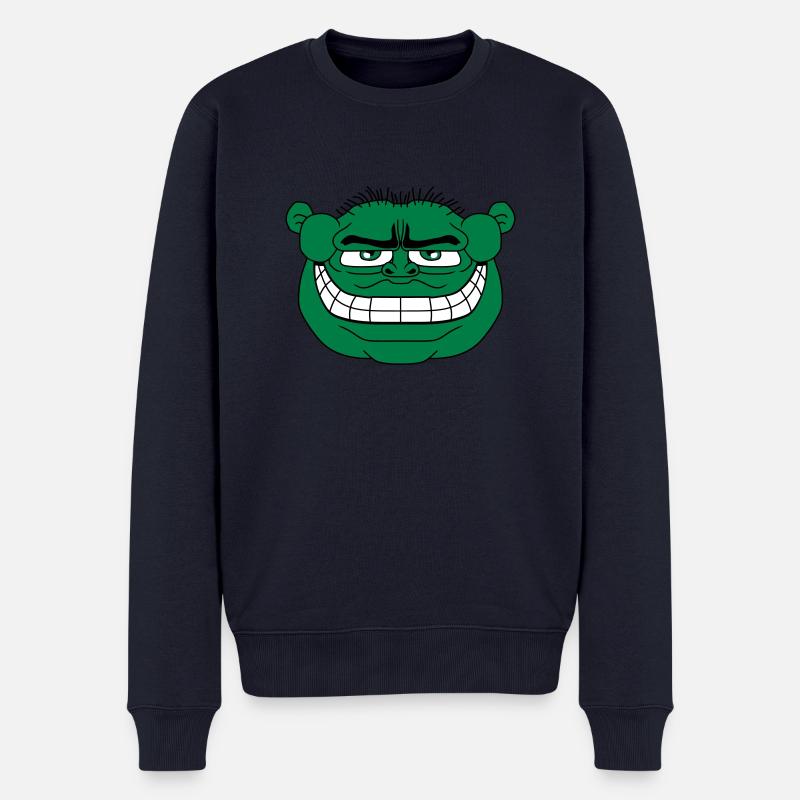 monster gesicht lustig oger ork troll knom horror - Männer Premium Bio Pullover - Navy