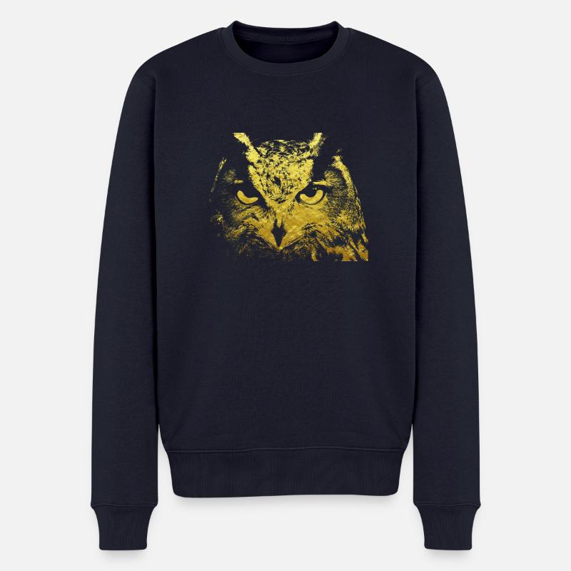 Eule - Männer Premium Bio Pullover - Navy
