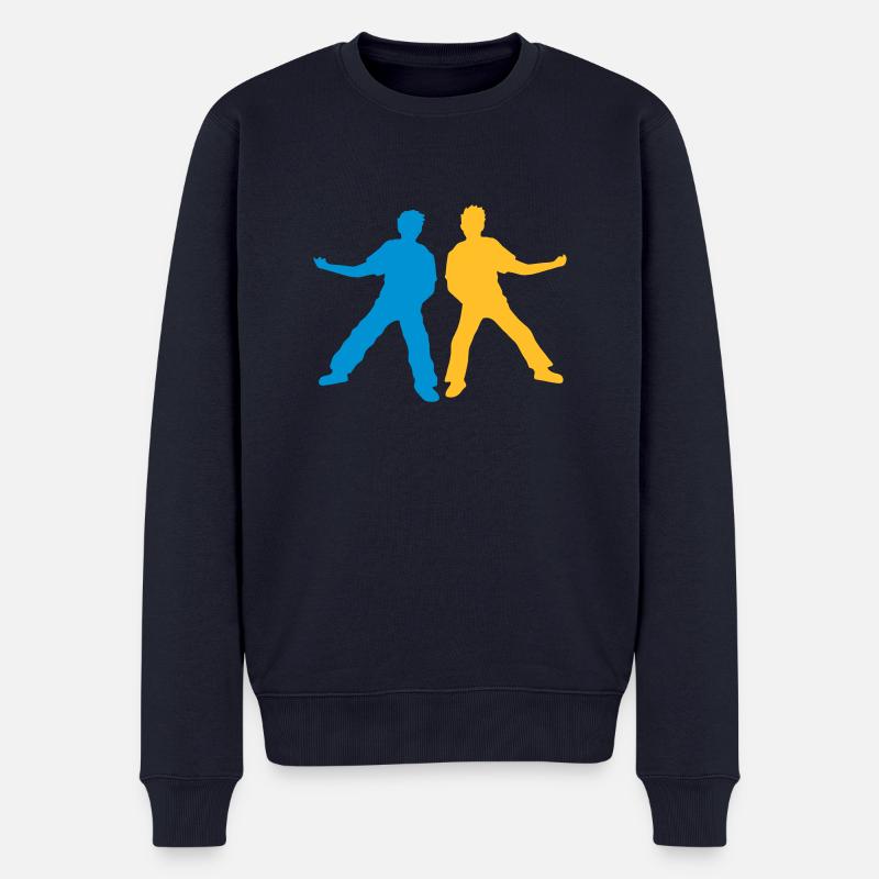 Team 2 Luftgitarre Freunde - Männer Premium Bio Pullover - Navy