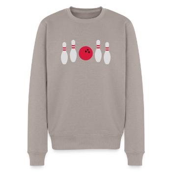 Entre les deux ne pas frapper le bowling - Pull Premium bio Homme - taupe - Devant - Nico (187cm)