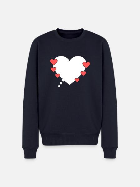 Denkblase mit Herzen - Männer Premium Bio Pullover - Navy