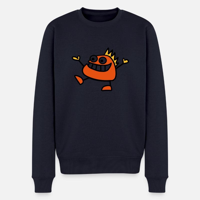 Lustiges Monster - Männer Premium Bio Pullover - Navy