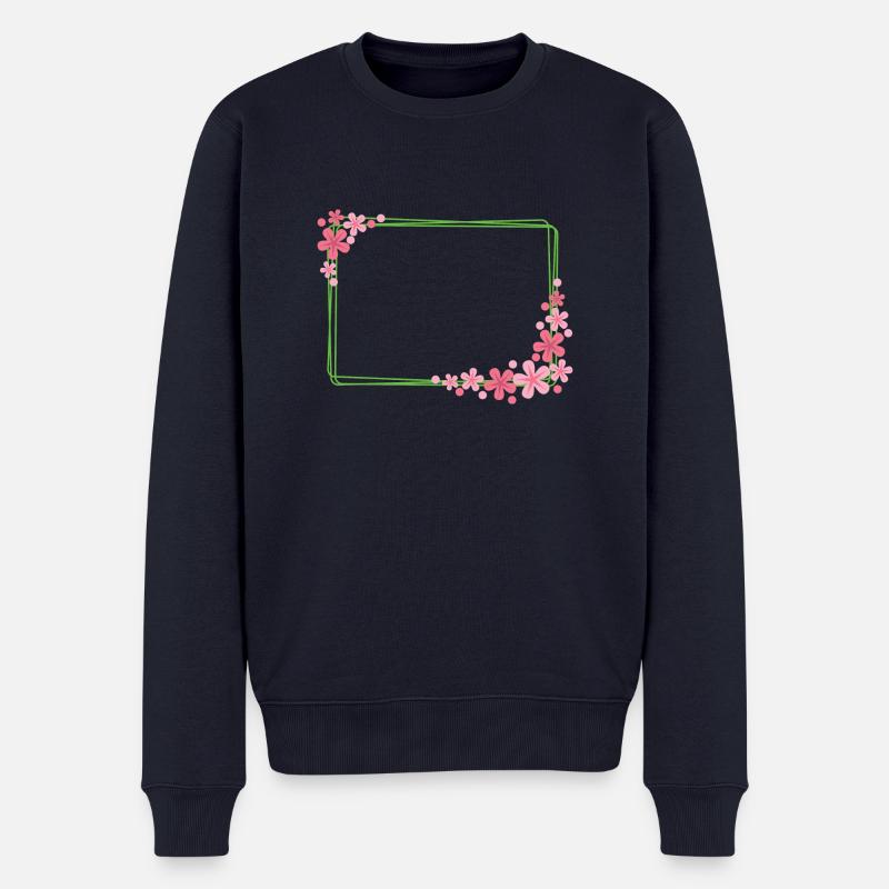 Rahmen mit Blumen - Männer Premium Bio Pullover - Navy