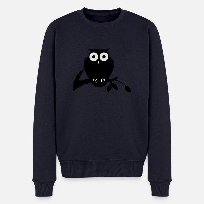 owl on branch - Männer Premium Bio Pullover - Navy
