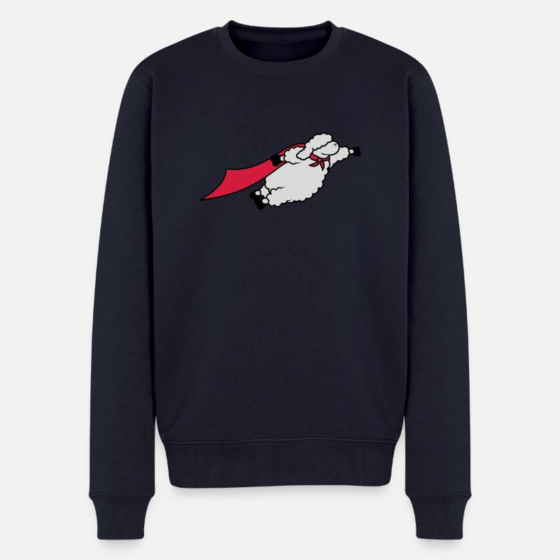 Drôle de mouton super-héros - Pull Premium bio Homme - bleu marine