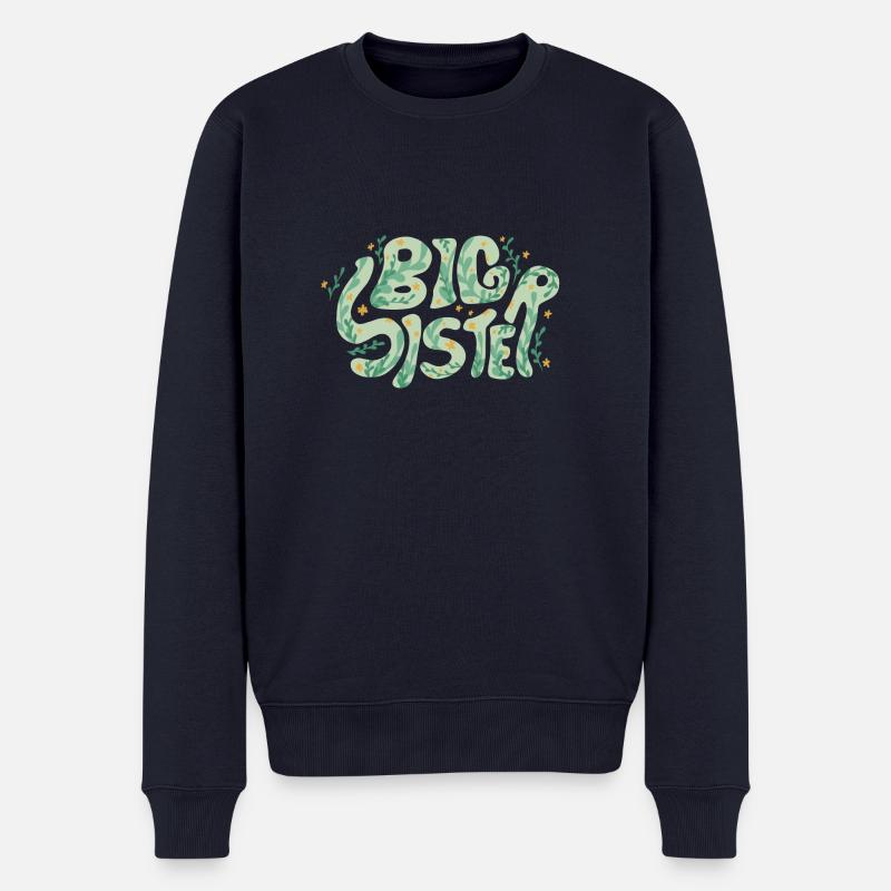 Spruch "big sister" große Schwester Kalligrafie - Männer Premium Bio Pullover - Navy