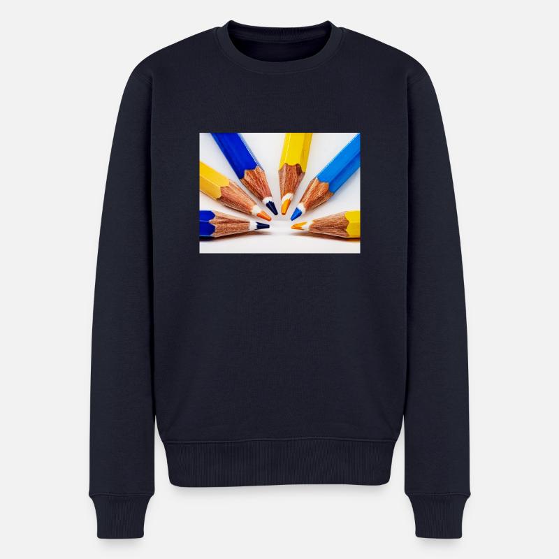 Buntstifte - Männer Premium Bio Pullover - Navy