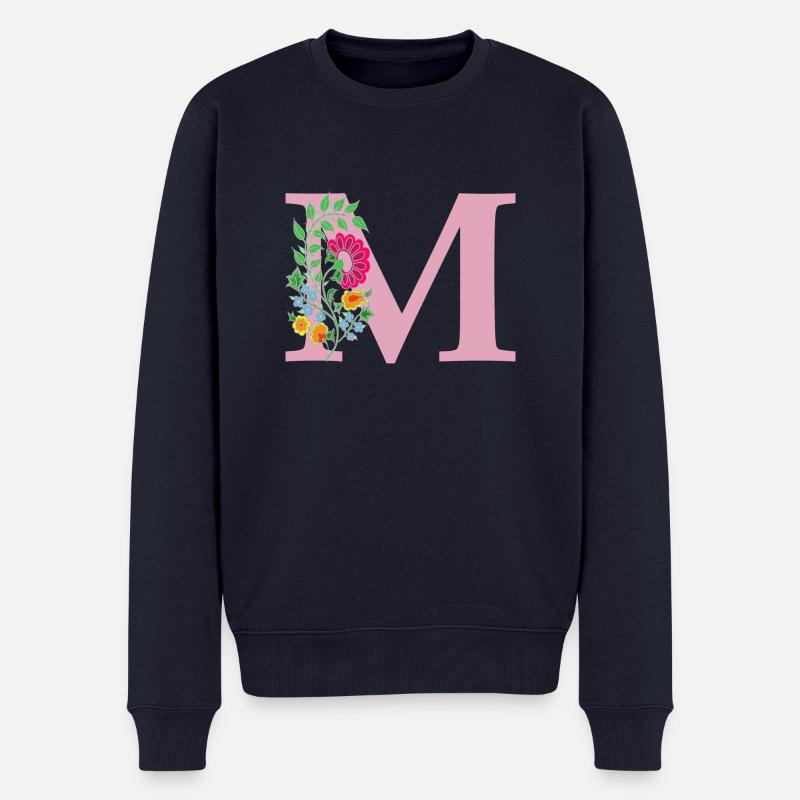 blume 12 rot mit m - Männer Premium Bio Pullover - Navy
