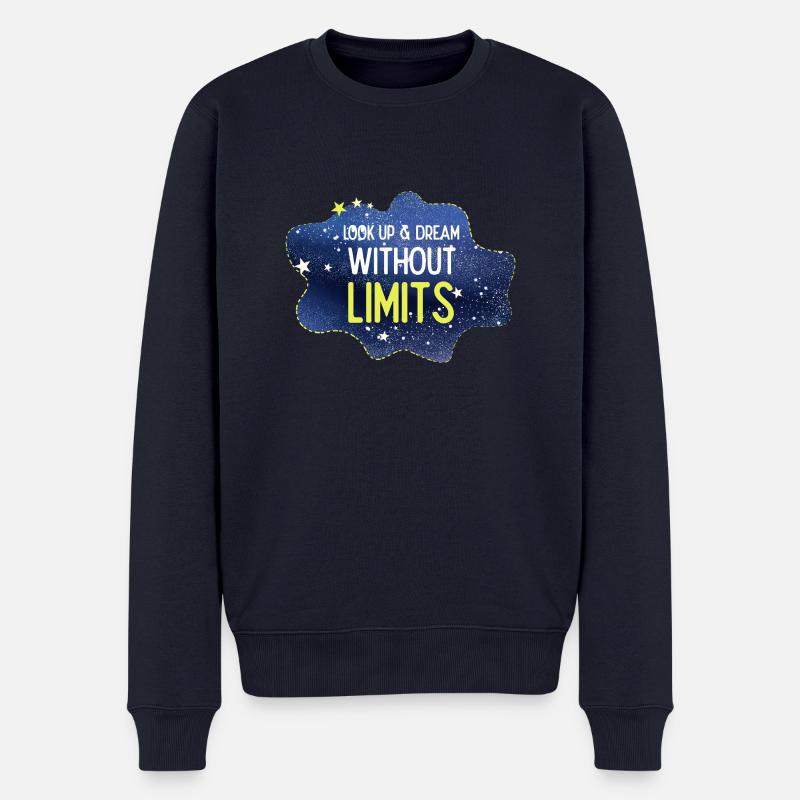 Schauen Sie nach oben und träumen Sie ohne Grenzen - Männer Premium Bio Pullover - Navy