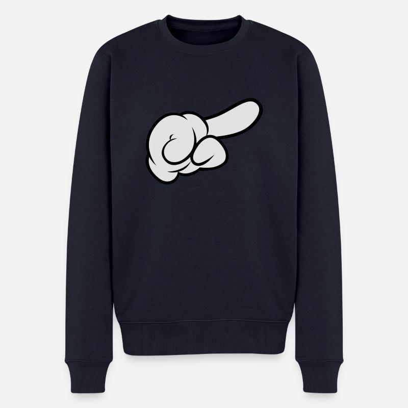 Comic Hand Pointing (Right) - Männer Premium Bio Pullover - Navy