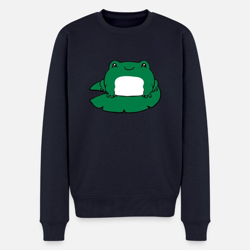 Frosch auf Seerose - Männer Premium Bio Pullover - Navy