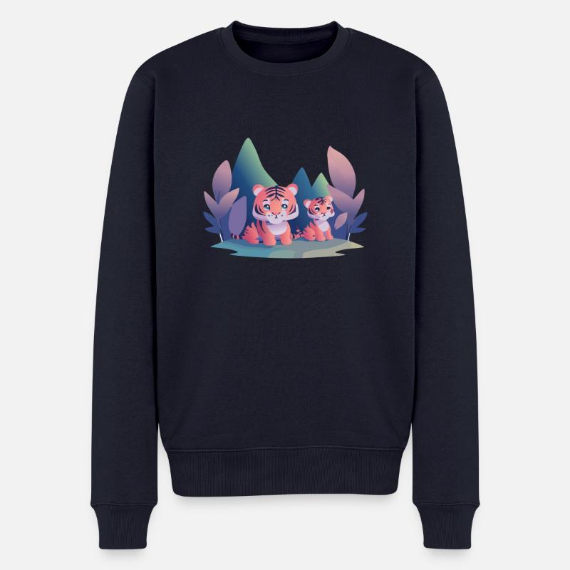 Tigerbabys spielen (Dreamy Animals Collection) - Männer Premium Bio Pullover - Navy