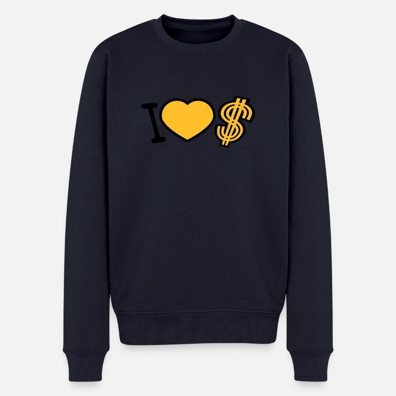 herz dollar i love liebe symbol zeichen geld reich - Männer Premium Bio Pullover - Navy