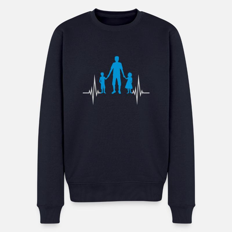 Junge Mädchen Papa Puls - Männer Premium Bio Pullover - Navy