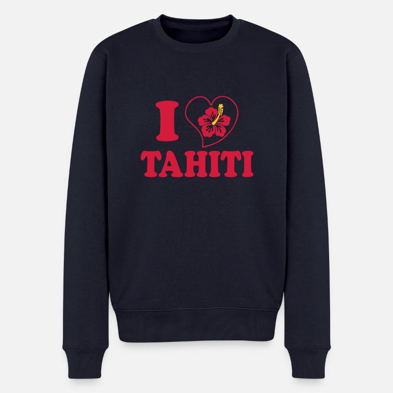 I Love Tahiti - Männer Premium Bio Pullover - Navy