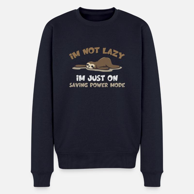 Lustiges Faultier - Männer Premium Bio Pullover - Navy