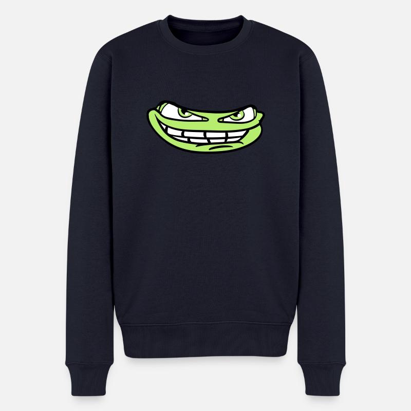 gesicht kopf boese meme grinsen lustig comic carto - Männer Premium Bio Pullover - Navy