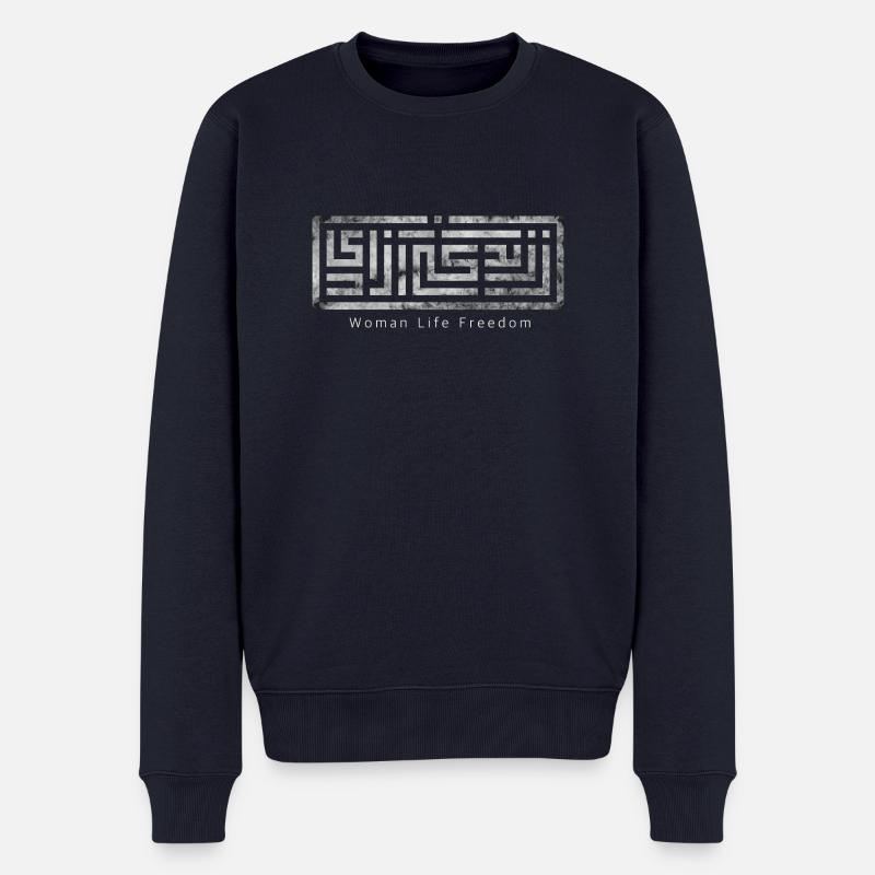 Frau Leben Freiheit - Männer Premium Bio Pullover - Navy