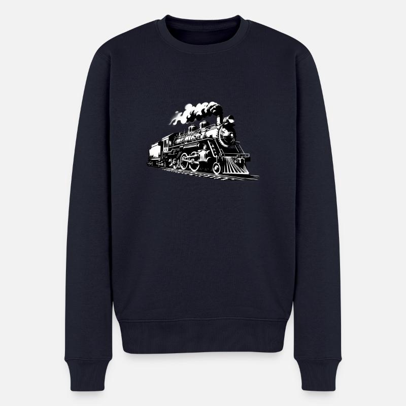 Eisenbahn zu Weihnachten - Männer Premium Bio Pullover - Navy