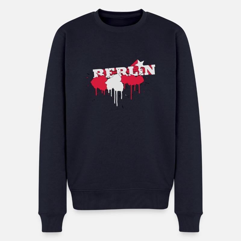Farbkleckse Berliner Flagge - Männer Premium Bio Pullover - Navy