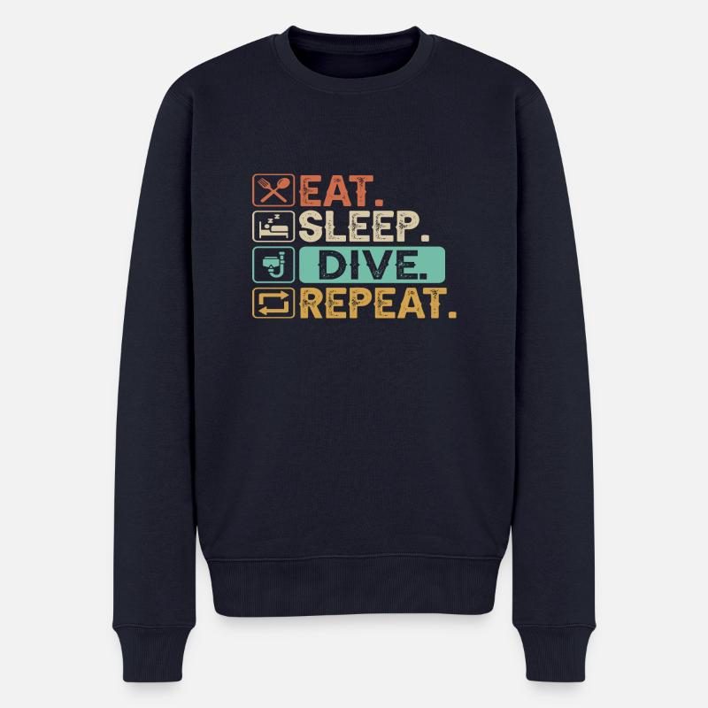 Manger Dormir Plonger Répéter - Pull Premium bio Homme - bleu marine