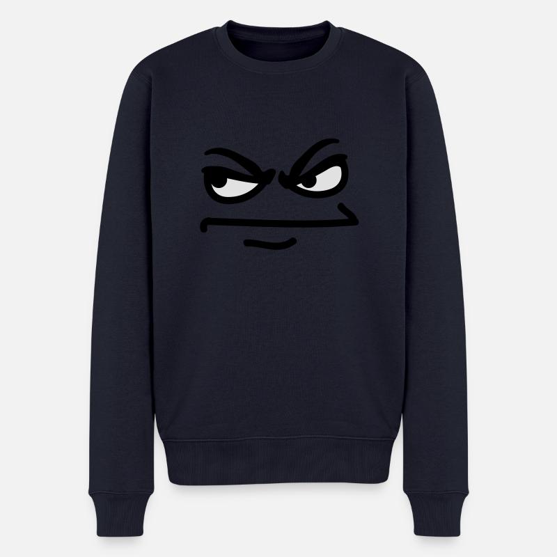 angry_face - Männer Premium Bio Pullover - Navy