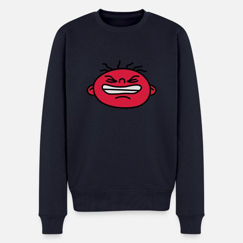 Angry Face - Männer Premium Bio Pullover - Navy