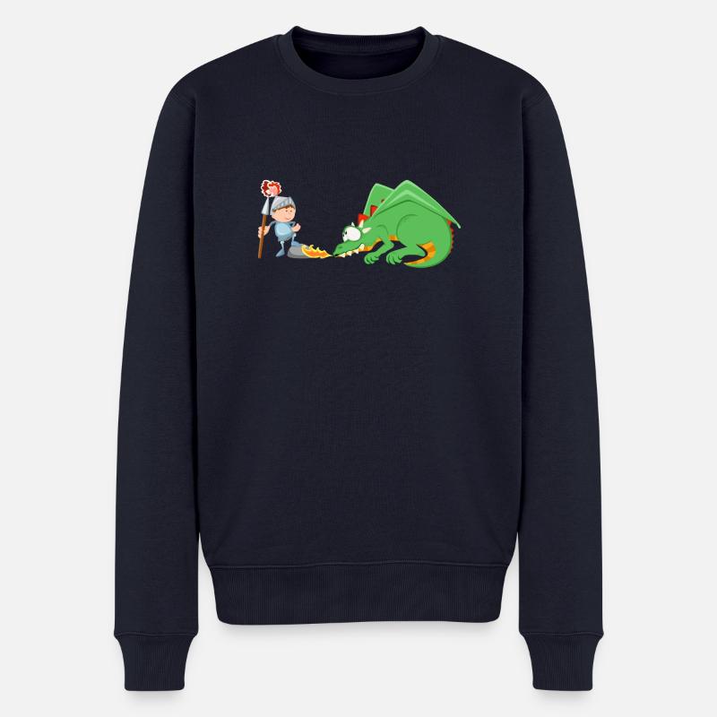 Ritter und Drache - Männer Premium Bio Pullover - Navy