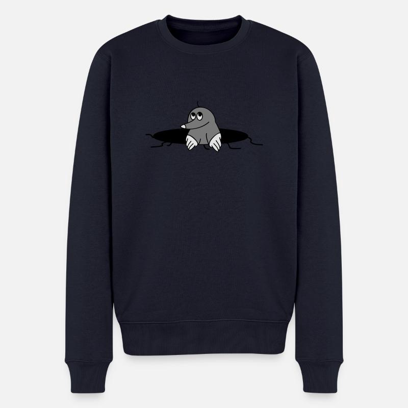 Lustiger Maulwurf - Männer Premium Bio Pullover - Navy