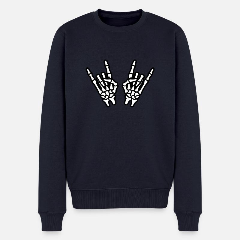 Hand Party Skelett - Männer Premium Bio Pullover - Navy