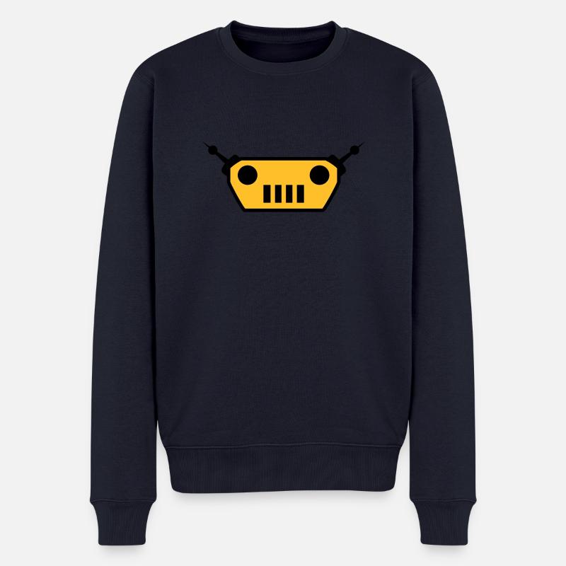 Cool Robot Face Design - Männer Premium Bio Pullover - Navy
