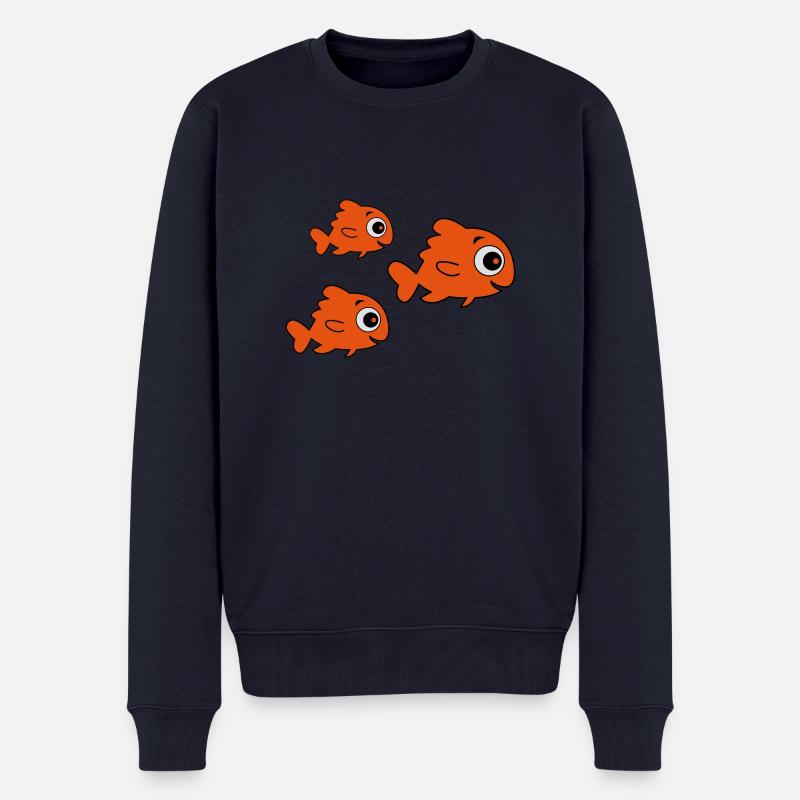 comic_fische - Männer Premium Bio Pullover - Navy