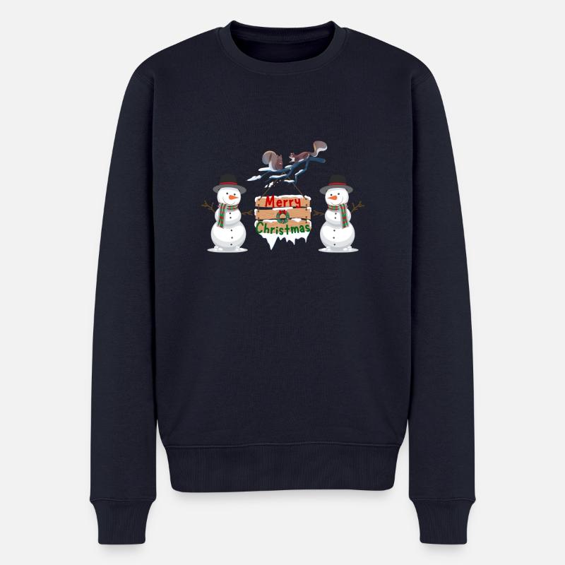 Merry Christmas 2 Snowman - Männer Premium Bio Pullover - Navy