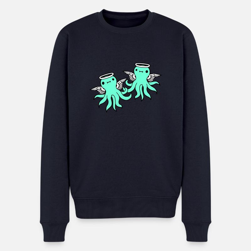 2 Oktopus Engel Team Freunde Flügel Heiligenschein - Männer Premium Bio Pullover - Navy