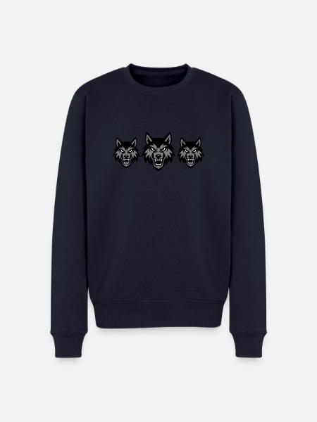Wolf Head Group Pack - Men's Premium Organic Jumper - navy