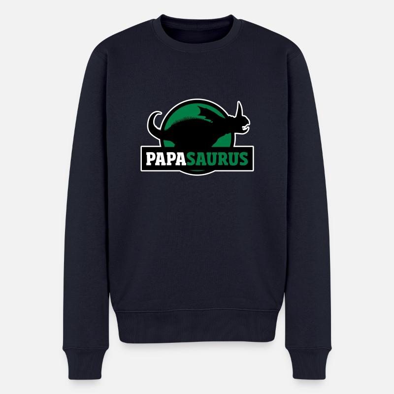 Papasaurus lustiges Geschenk für Väter - Männer Premium Bio Pullover - Navy