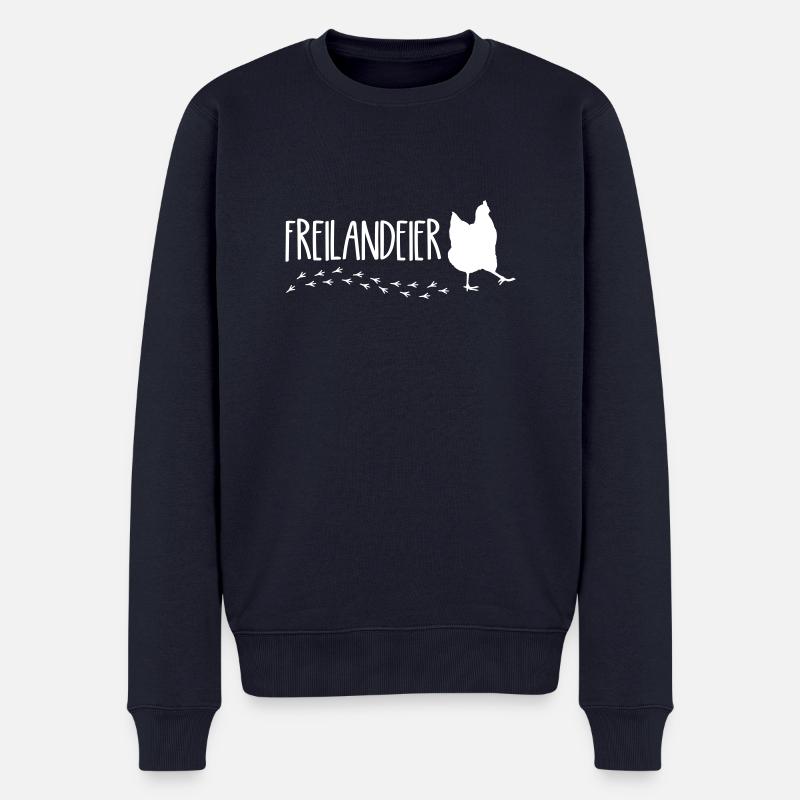 Freilandeier Huhn - Männer Premium Bio Pullover - Navy